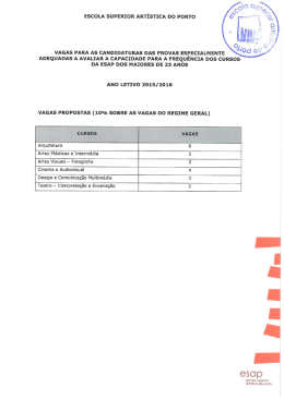 escola superior artistica do porto vagas para as can