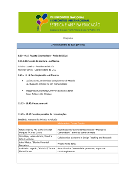 Programa 27 de novembro de 2015 (6&ordf; feira) 8.30 &ndash; 9.15