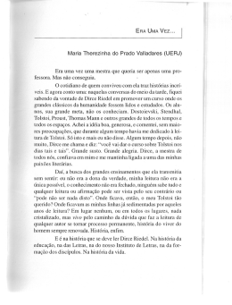 ERA UMA VEZ... Maria Therezinha do Prado Valiadares {UERJ) Era