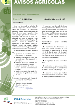 1 - OLIVEIRA Mirandela, 16 Fevereiro de 2015 Poda da oliveira