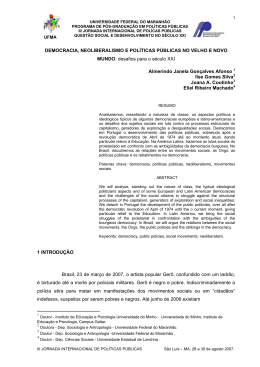 DEMOCRACIA, NEOLIBERALISMO E POL&Iacute;TICAS P&Uacute;BLICAS NO