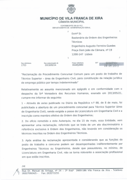 MUNICÍPIO DE VILA FRANCA DE XIRA oÂiviARA MUNICIPAL