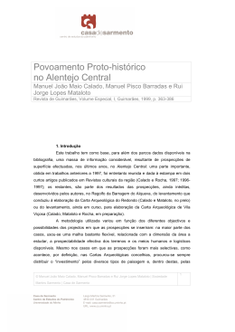 Povoamento Proto-hist&oacute;rico no Alentejo Central