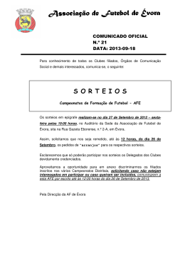 S O R T E I O S - Associa&ccedil;&atilde;o de Futebol de &Eacute;vora
