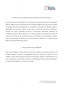 Transcri&ccedil;&atilde;o da Aclama&ccedil;&atilde;o - Munic&iacute;pio de Reguengos de Monsaraz