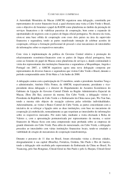 Visita de uma delegação do sector financeiro de Macau a Cabo