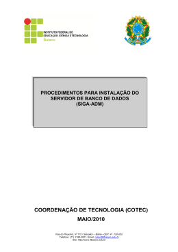 COORDENAÇÃO DE TECNOLOGIA (COTEC) MAIO/2010