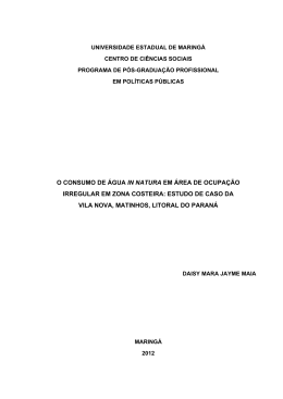 o consumo de &aacute;gua in natura em &aacute;rea de ocupa&ccedil;&atilde;o irregular em