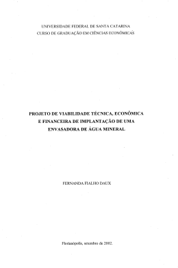 e financeira de implanta&ccedil;ao de uma envasadora de &aacute;gua mineral