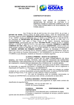 Contrato n&ordm; 01-2012 Fonseca Fornecimento Agua Mineral