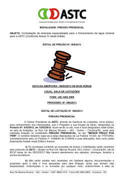 preg&atilde;o presencial - fornecimento de &aacute;gua mineral para a astc