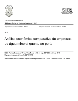 An&aacute;lise econ&ocirc;mica comparativa de empresas de &aacute;gua mineral
