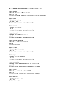 VEJA AS MARCAS DE &Aacute;GUA AVALIADAS E O