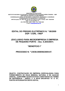 EDITAL PREG&Atilde;O ELET. N&ordm; 09.2009-&Aacute;GUA MINERAL E