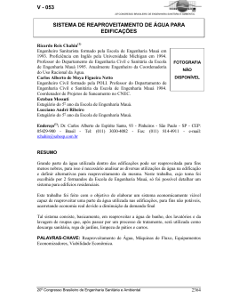 v - 053 sistema de reaproveitamento de &aacute;gua para