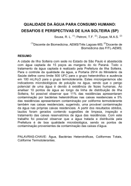QUALIDADE DA &Aacute;GUA PARA CONSUMO HUMANO