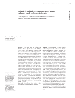 Vigil&acirc;ncia da Qualidade da &Aacute;gua para consumo Humano: avaliando