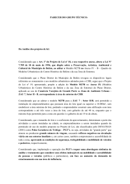 PARECER DO GRUPO TÉCNICO: Da Análise dos projetos de lei