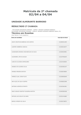 Matrícula da 2ª chamada 02/04 a 04/04