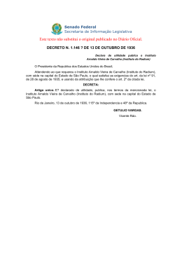 Decreto Federal nº 1.146 - Instituto do Câncer Doutor Arnaldo Vieira