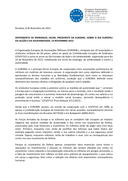 Carta de Solidariedade do Presidente da EUROMIL