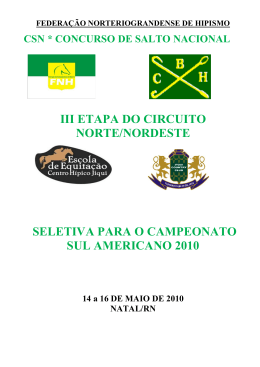 iii etapa do circuito norte/nordeste seletiva para o