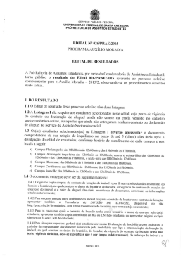 Resultado do Edital 026 PRAE 2015 &ndash; Aux&iacute;lio Moradia Complementar