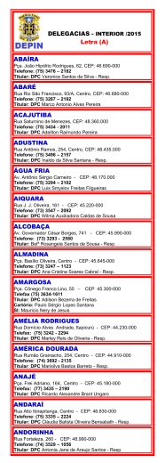 Letra (A) ABA&Iacute;RA ABAR&Eacute; ACAJUTIBA ADUSTINA &Aacute;GUA FRIA
