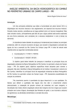 an&aacute;lise ambiental da bacia hidrogr&aacute;fica do cambu&iacute; no per&iacute;metro