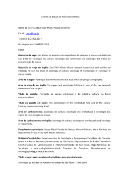 EDITAL DE BOLSA DE P&Oacute;S-DOUTORADO Nome do