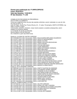 Pautas para publicação da 17ªJRPS/CRPS/SC Prazo: 05/03/2012