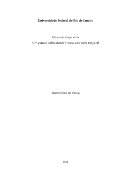 H&Aacute; MUITO TEMPO ATR&Aacute;S UM ESTUDO SOBRE HAVER+ NOME
