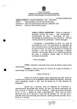 RELATÓRIO - Tribunal de Justiça da Paraíba