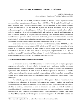 Indicadores de Desenvolvimento Econ&ocirc;mico