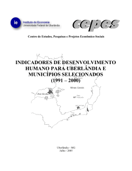 Relatório IDH - Uberlândia - Instituto de Economia