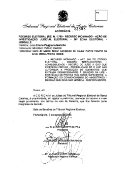 Ac&oacute;rd&atilde;o n. 23.898 - Tribunal Regional Eleitoral de Santa Catarina