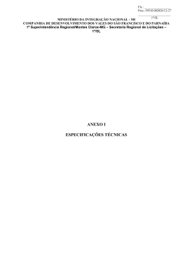 Anexo I - Especifica&ccedil;&otilde;es T&eacute;cnicas