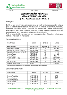 Informação Técnica sobre Petroquil 600. Rev.01