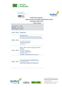 Preliminary Program Opportunities in Brazilian Wind - Apex