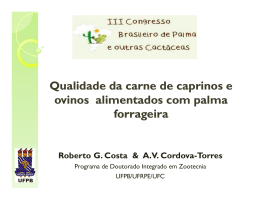Qualidade da carne de caprinos e ovinos alimentados com palma