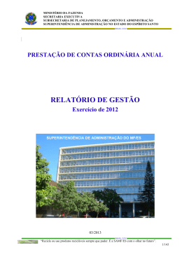 Relatório de Gestão 2012 - SPOA - Subsecretaria de Planejamento