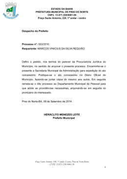 Processo n° 053/2010 - Portal da Prefeitura Municipal de Piraí do