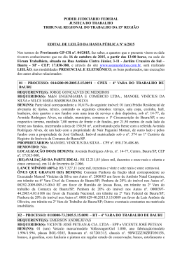 3&ordf; VARA DO TRABALHO DE BAURU