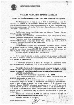 4&rdquo; VARA DO TRABALHO DE CORONEL FABRICIANO