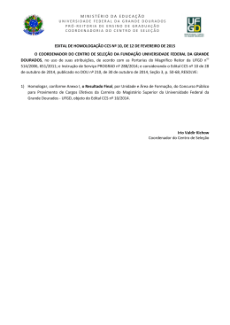 Edital de Homologação CCS nº 10/2015