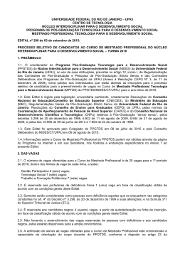 Edital PPGTD/Mestrado 2016 - Nides