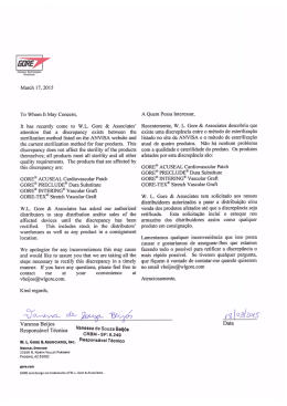 Carta enviada aos distribuidores