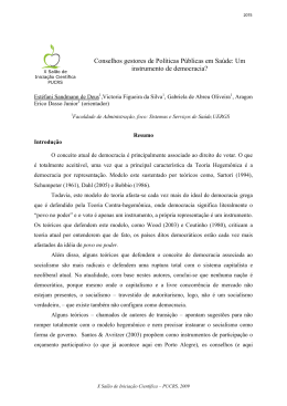 Conselhos gestores de Políticas Públicas em Saúde: Um