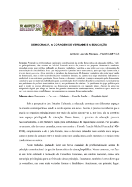democracia, a coragem de verdade e a educa&ccedil;&atilde;o