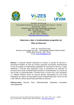Habermas e Apel: a fundamenta&ccedil;&atilde;o pragm&aacute;tica da &Eacute;tica do Discurso